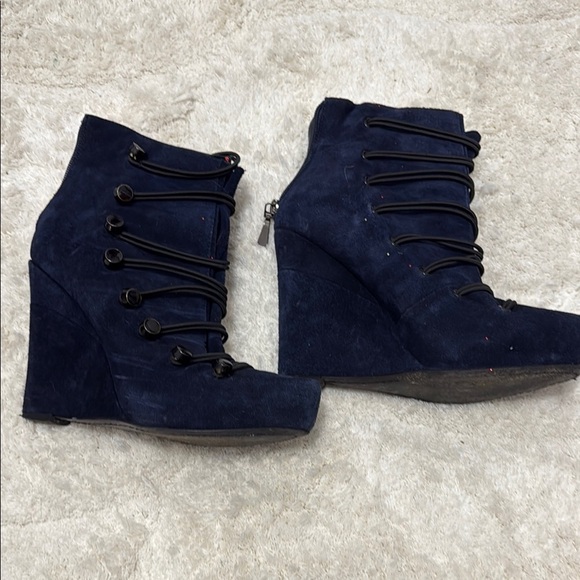 RACHEL Rachel Roy Dark Blue Wedge Boots - Picture 3 of 6